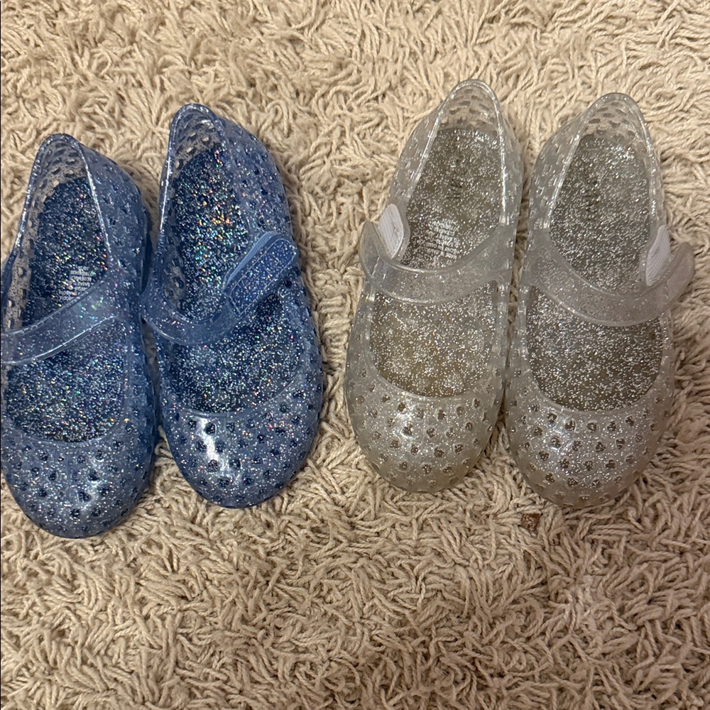 Glittery Blue and Silver Kids jelly Shoes
